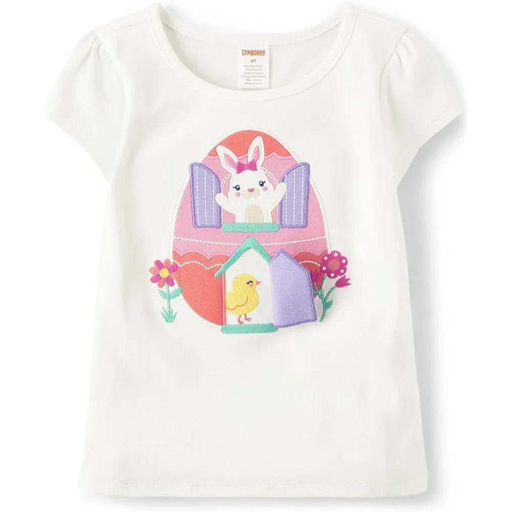 Gymboree Girls 3D Easter T-Shirt Bunny & Chick Embroidery Graphic Size 12 NEW